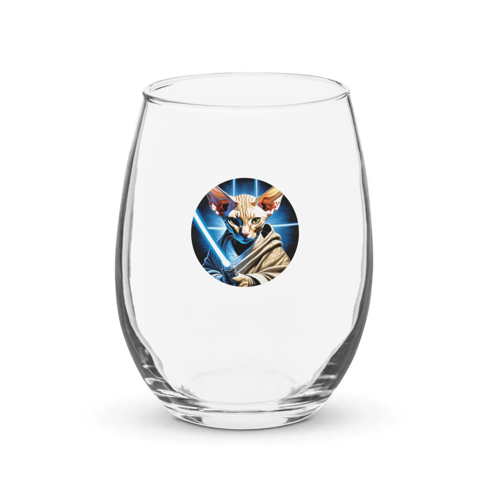 PugMug Custom Tabby Sphynx Cat Stemless Wine Glass