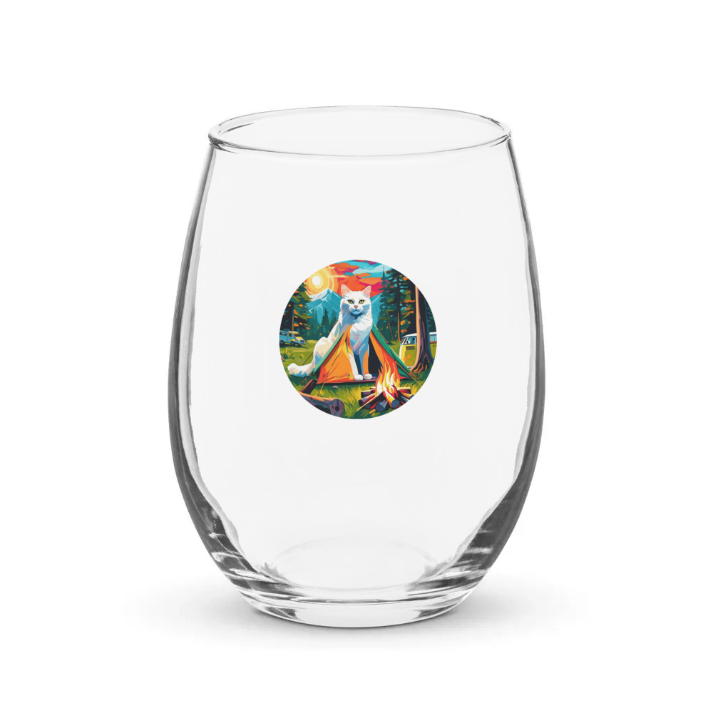 PugMug Custom White Companion Cat Stemless Wine Glass
