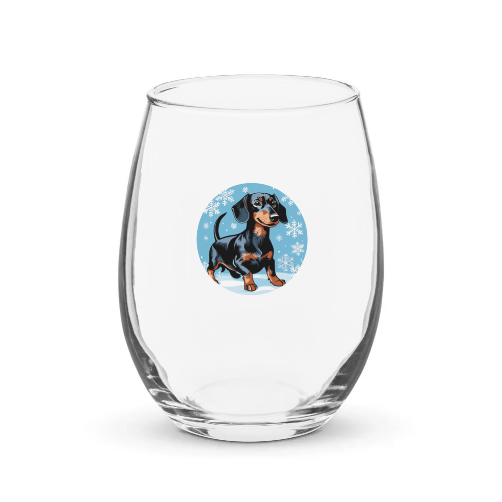 PugMug Custom Black Dachshund Stemless Wine Glass