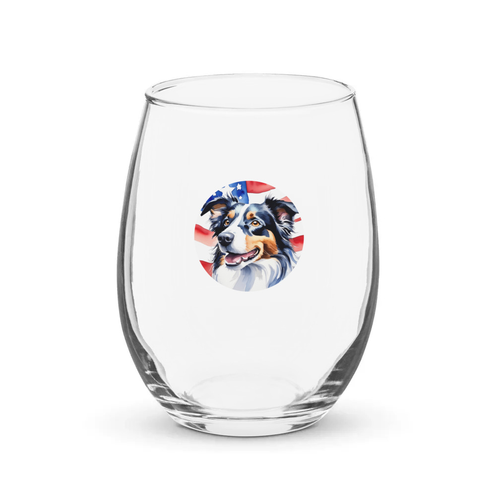 PugMug Custom Border Collie Stemless Wine Glass