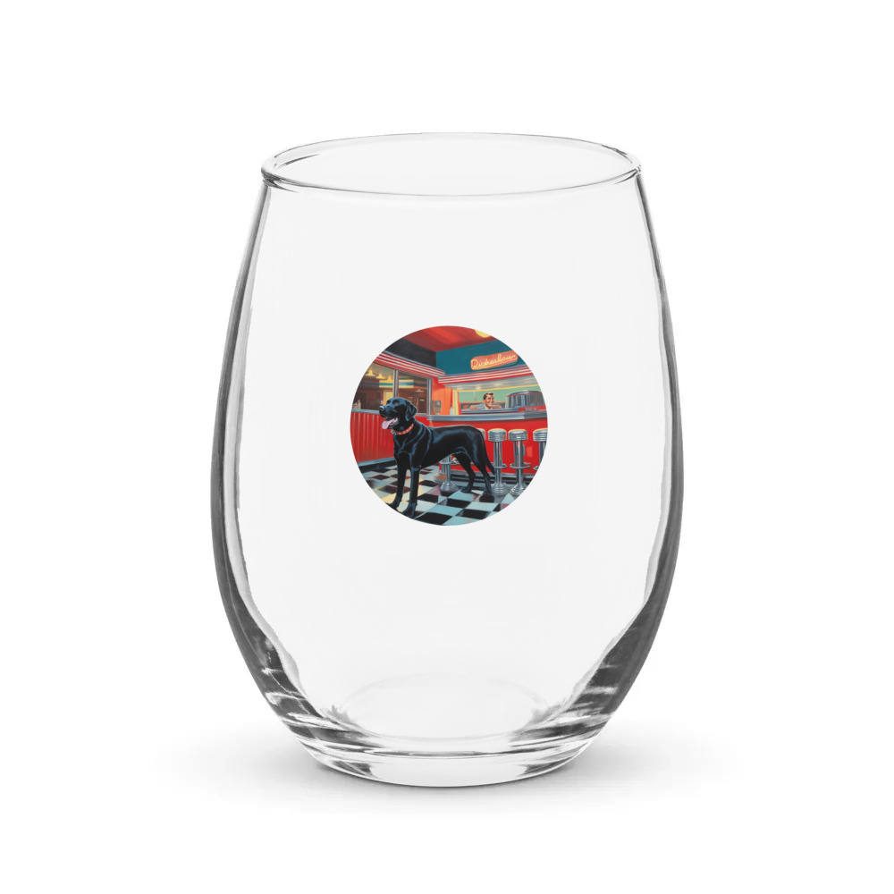 PugMug Custom Black Labrador Retriever Stemless Wine Glass