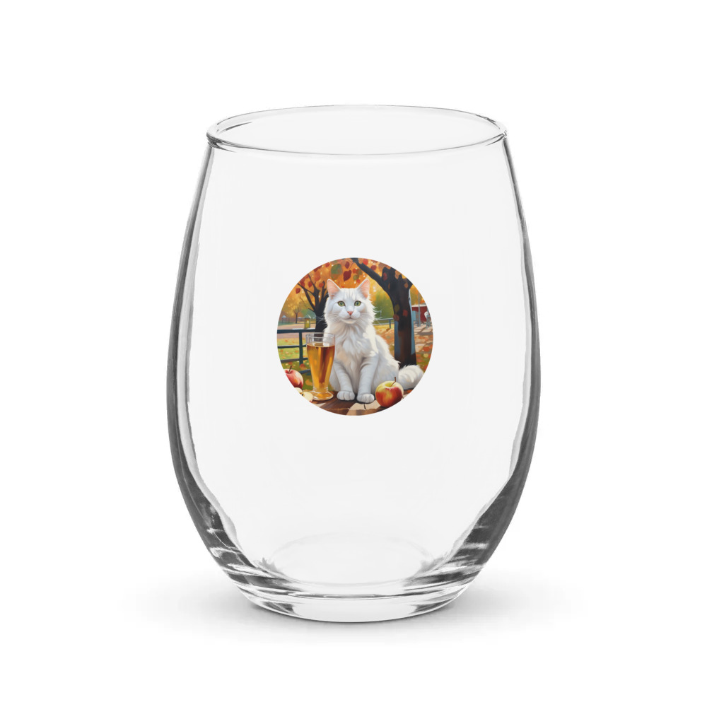 PugMug Custom White Companion Cat Stemless Wine Glass