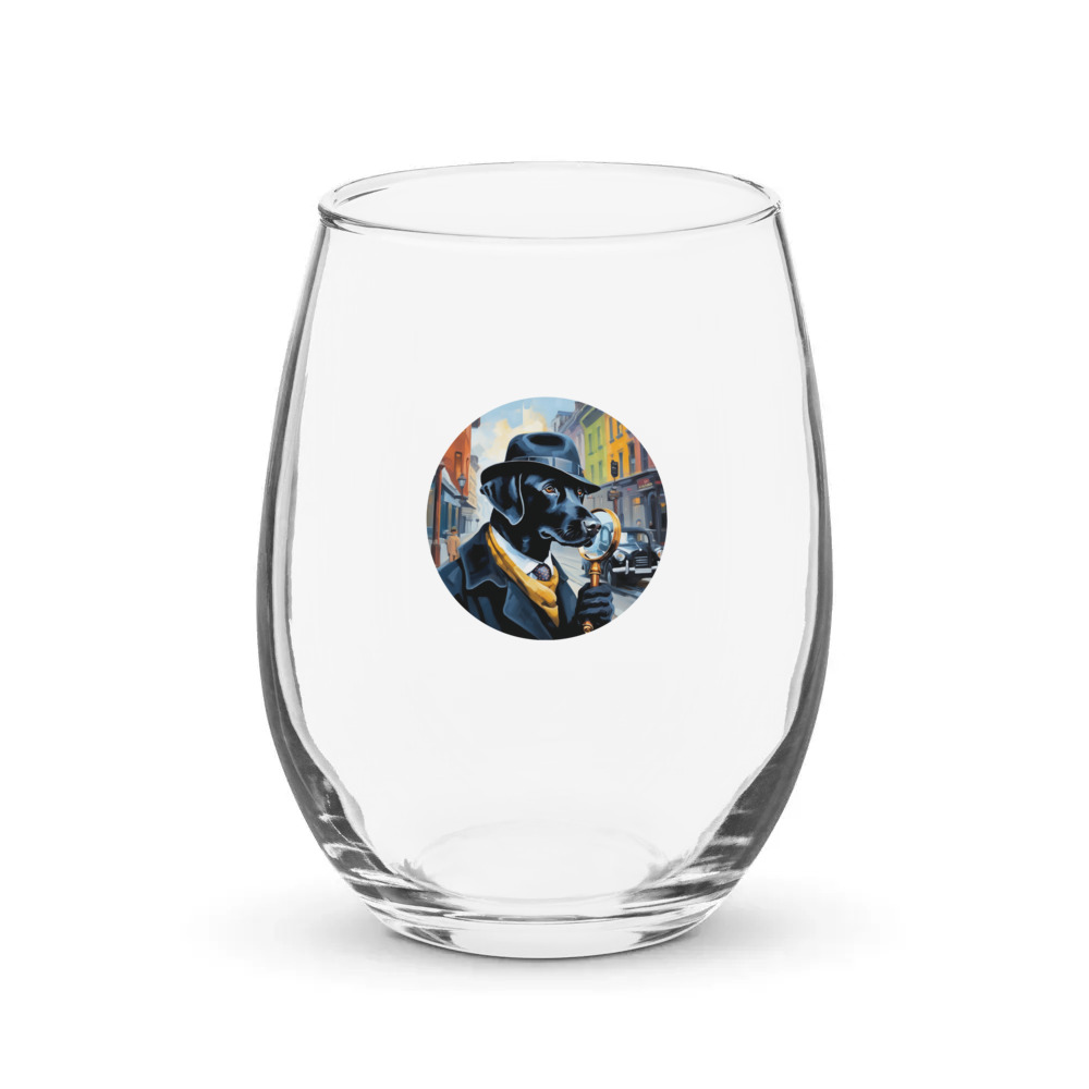 PugMug Custom Black Labrador Retriever Stemless Wine Glass