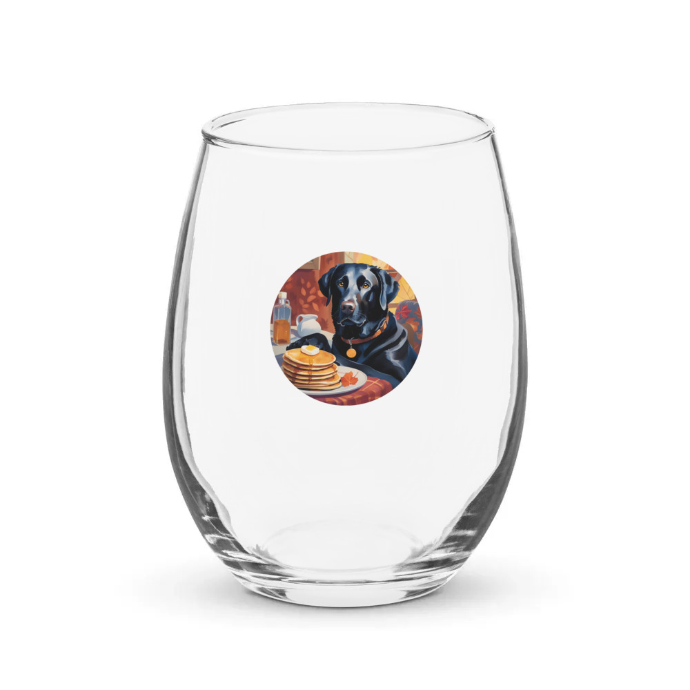 PugMug Custom Black Labrador Retriever Stemless Wine Glass