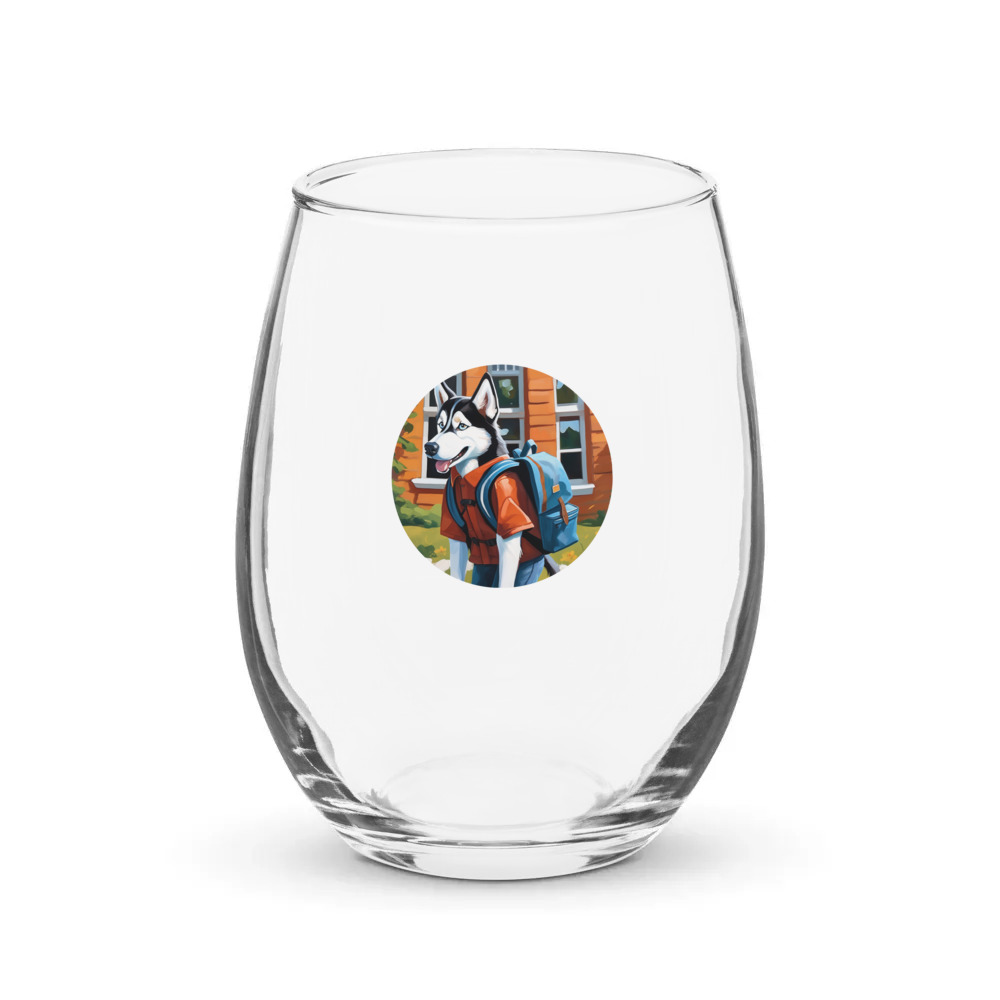 PugMug Custom Siberian Husky Stemless Wine Glass