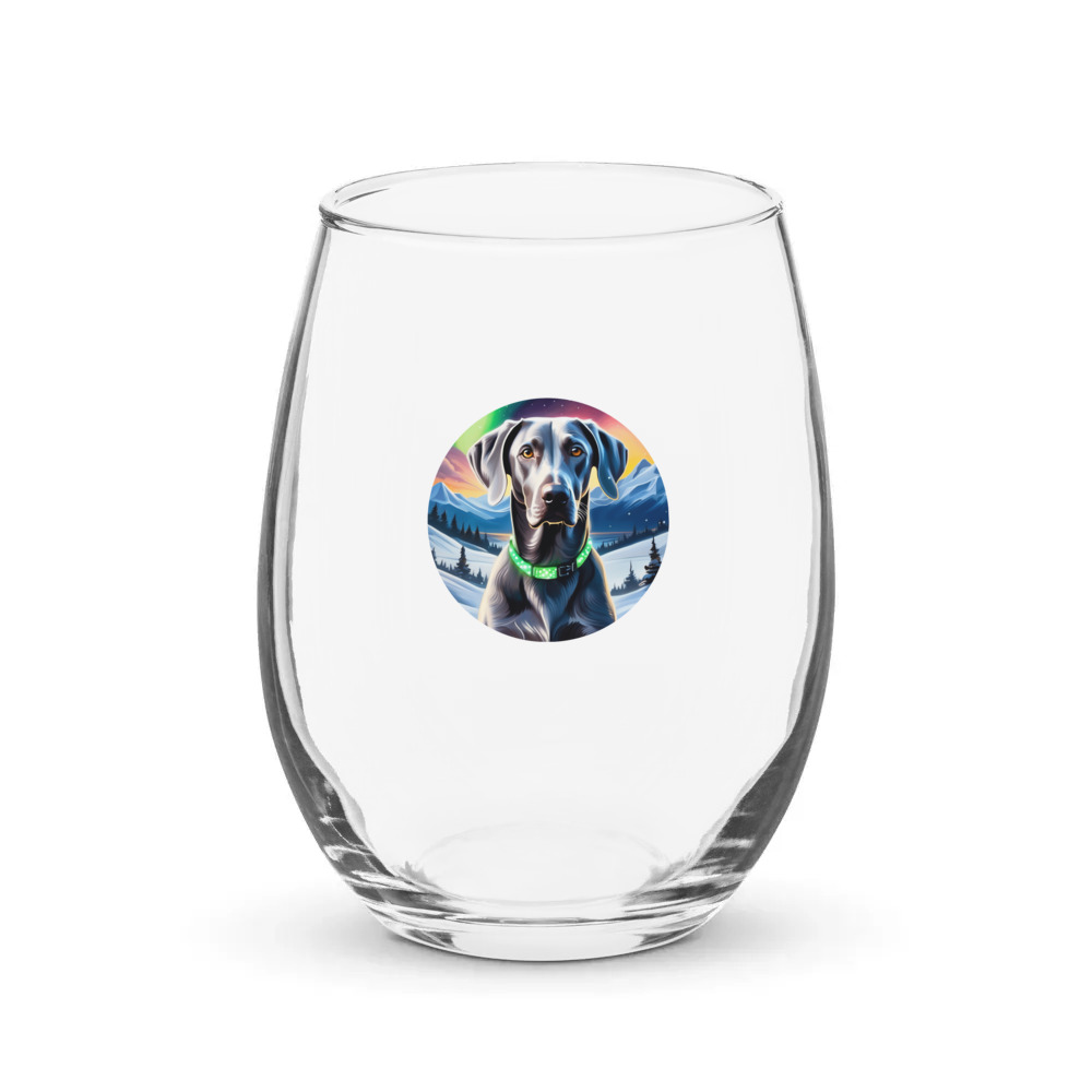 PugMug Custom Weimaraner Stemless Wine Glass