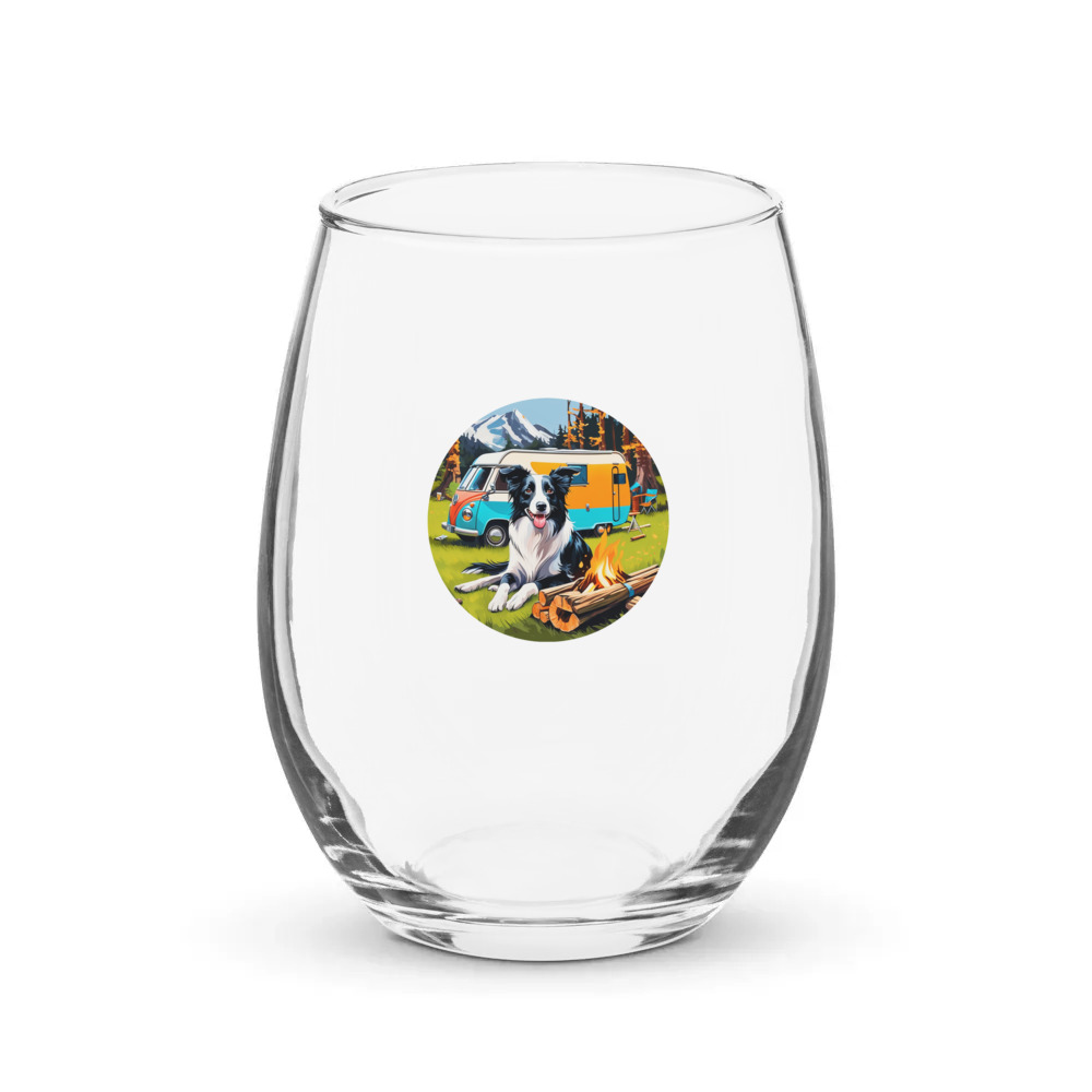 PugMug Custom Border Collie Stemless Wine Glass
