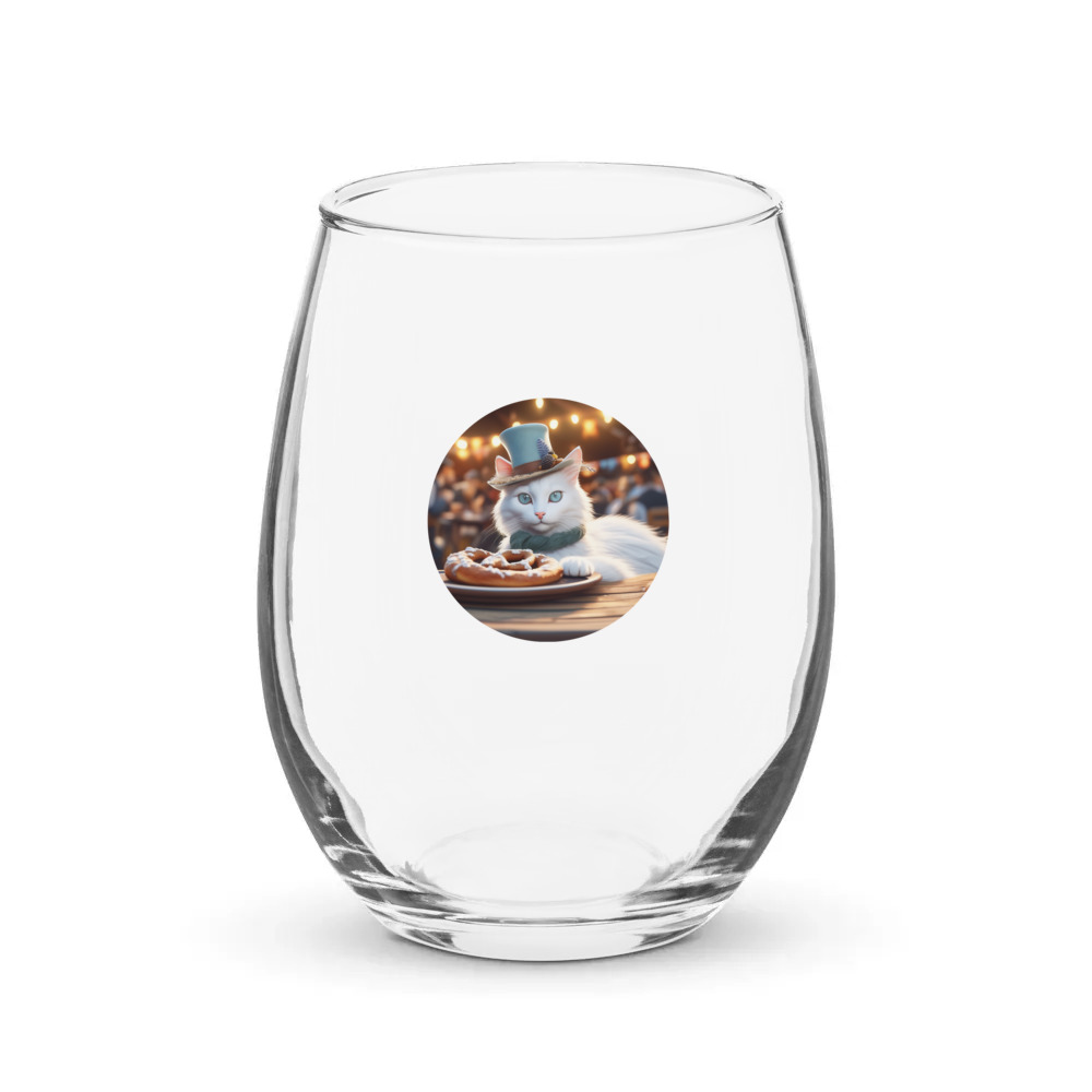 PugMug Custom White Companion Cat Stemless Wine Glass