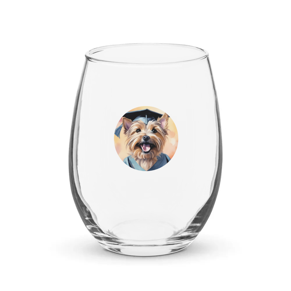 PugMug Custom Cairn Terrier Stemless Wine Glass