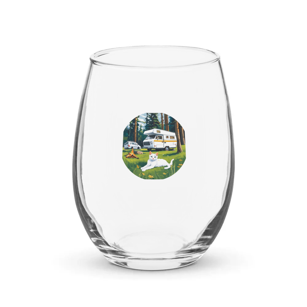 PugMug Custom White Companion Cat Stemless Wine Glass