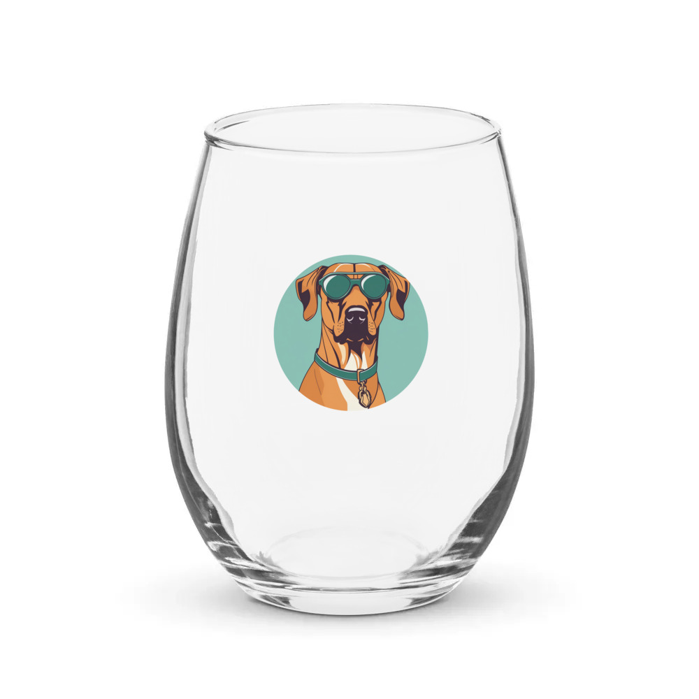 PugMug Custom Rhodesian Ridgeback Stemless Wine Glass