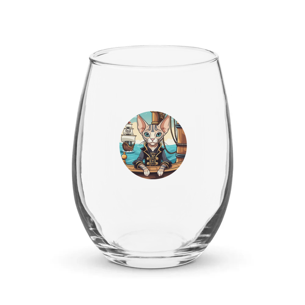 PugMug Custom Tabby Sphynx Cat Stemless Wine Glass