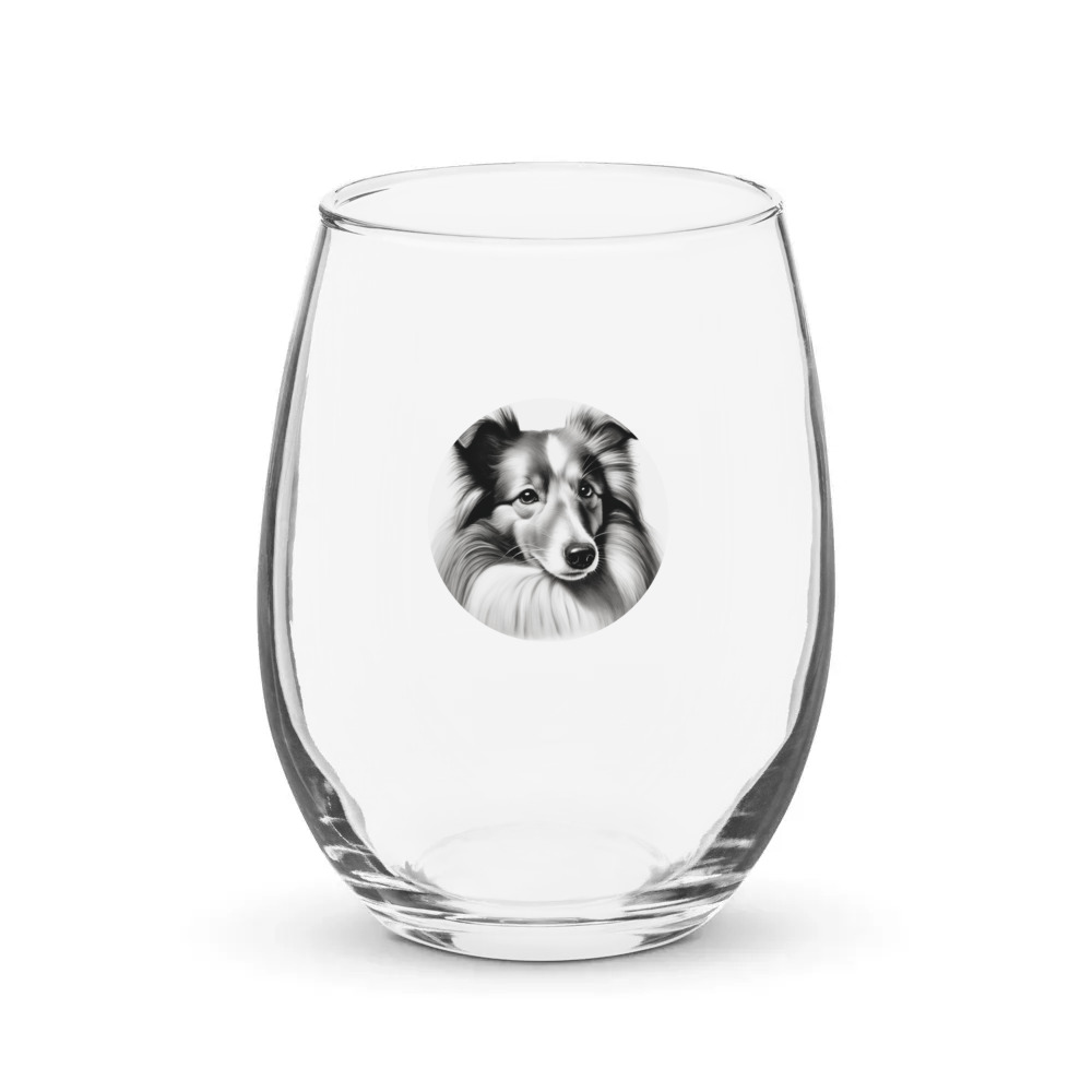 PugMug Custom Shetland Sheepdog Stemless Wine Glass