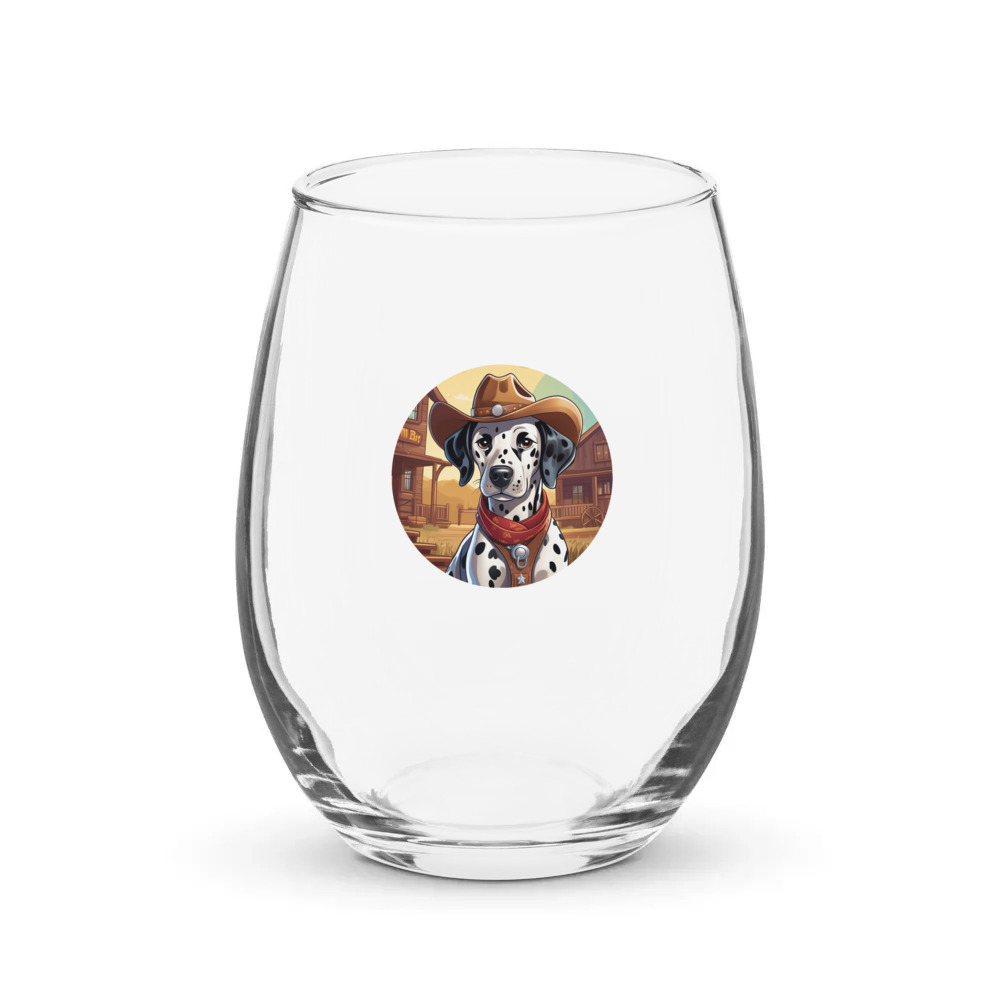 PugMug Custom Dalmatian Stemless Wine Glass