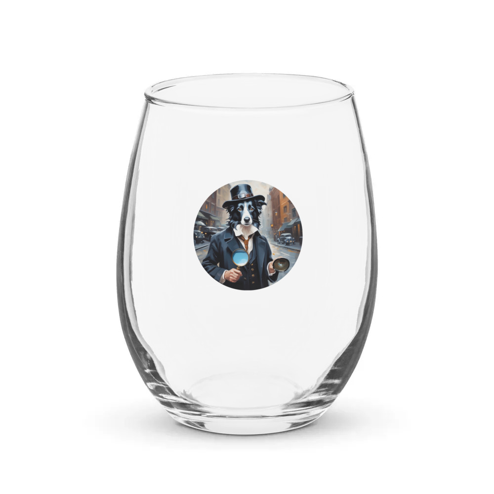 PugMug Custom Border Collie Stemless Wine Glass