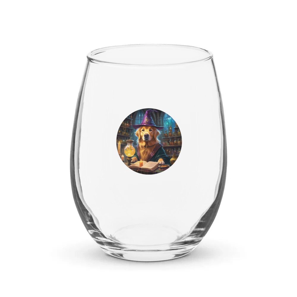 PugMug Custom Golden Retriever Stemless Wine Glass
