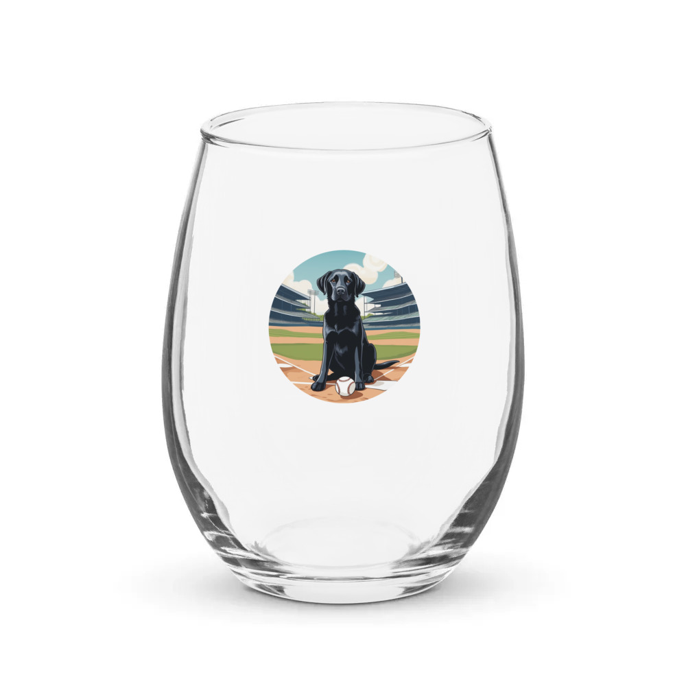 PugMug Custom Black Labrador Retriever Stemless Wine Glass