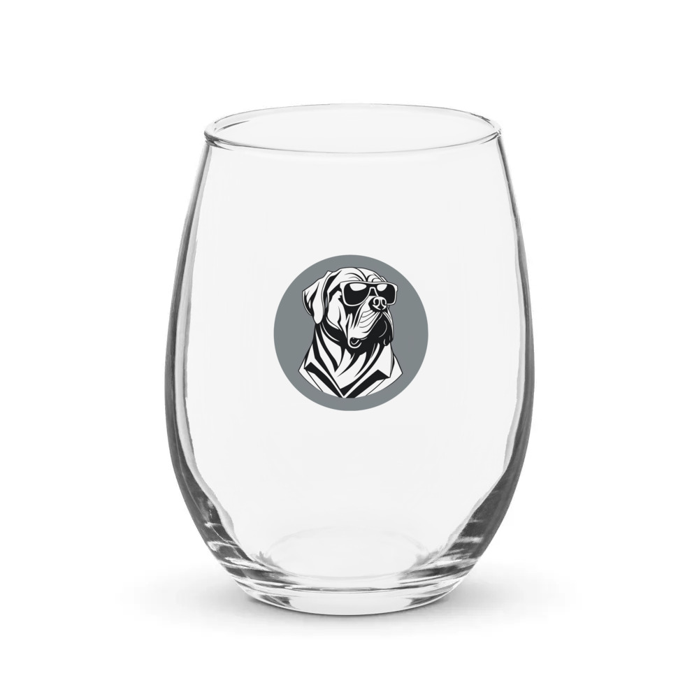 PugMug Custom Mastiff Stemless Wine Glass