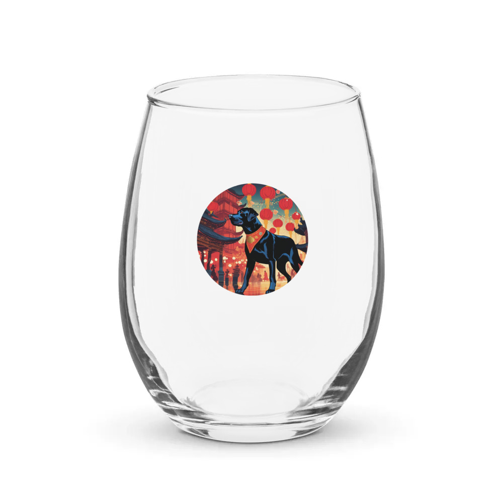 PugMug Custom Black Labrador Retriever Stemless Wine Glass