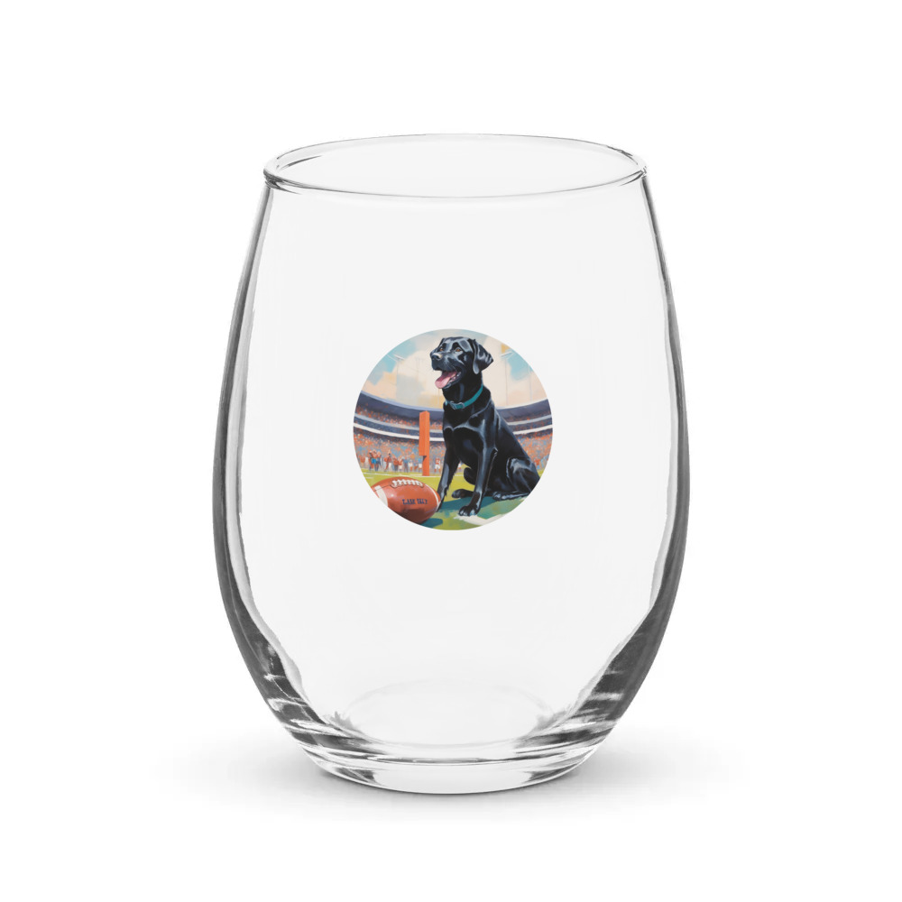 PugMug Custom Black Labrador Retriever Stemless Wine Glass
