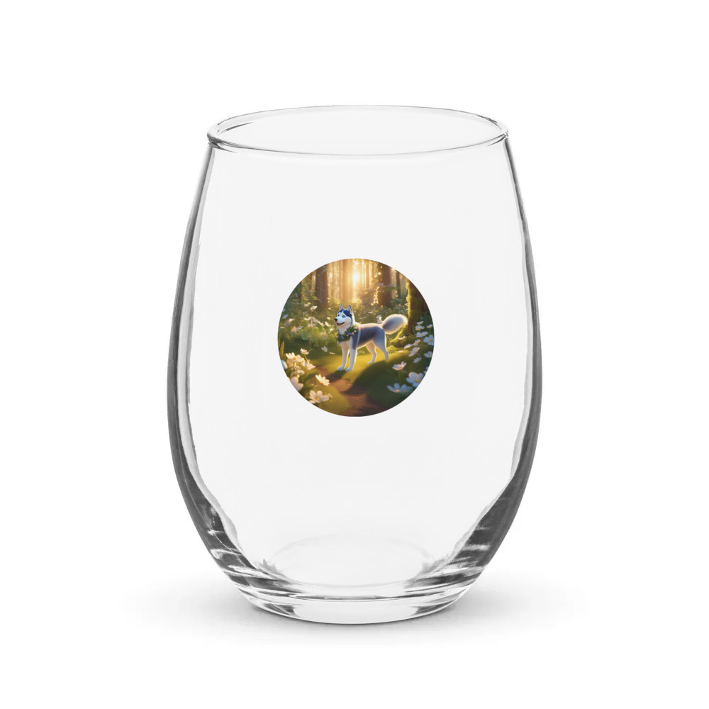 PugMug Custom Siberian Husky Stemless Wine Glass