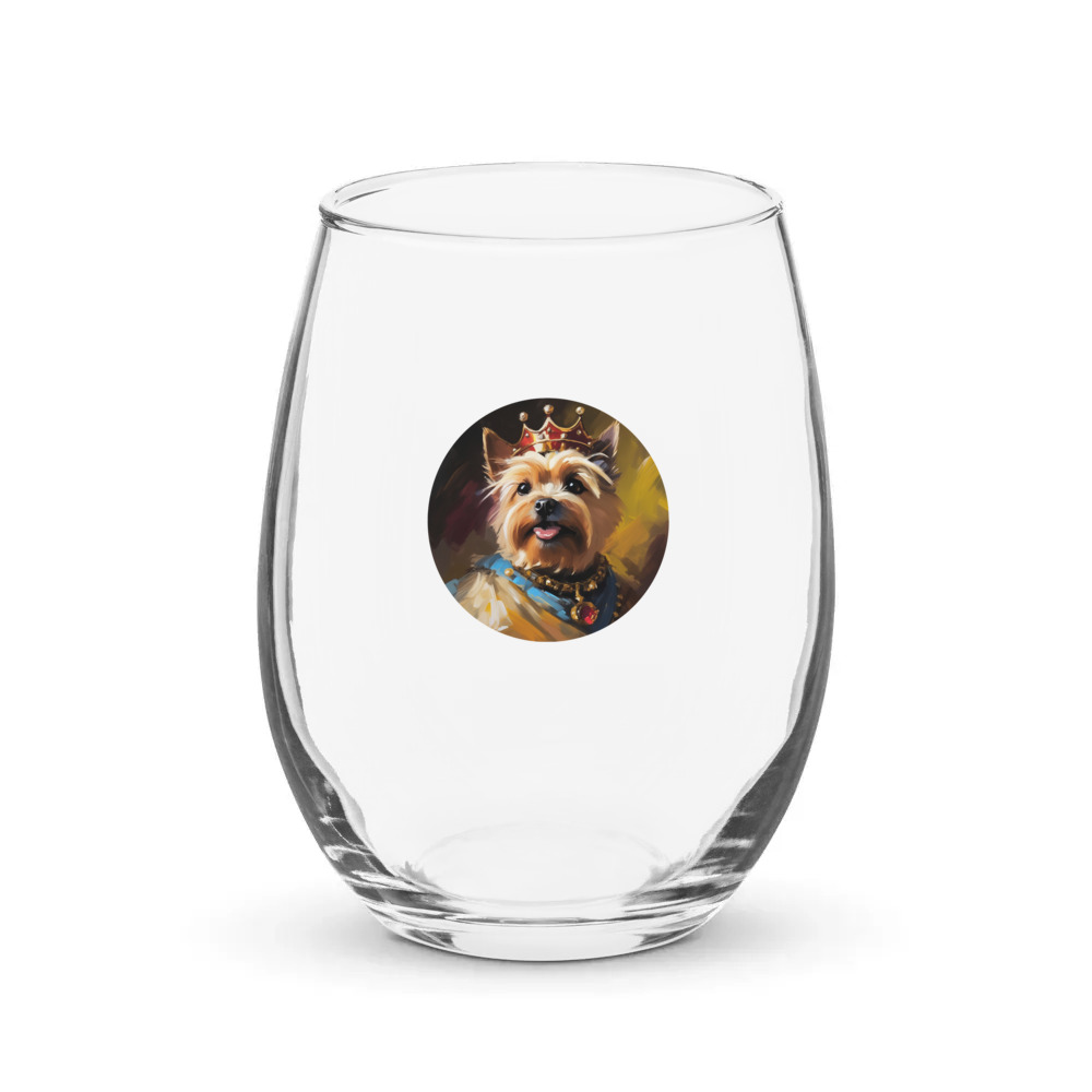 PugMug Custom Cairn Terrier Stemless Wine Glass