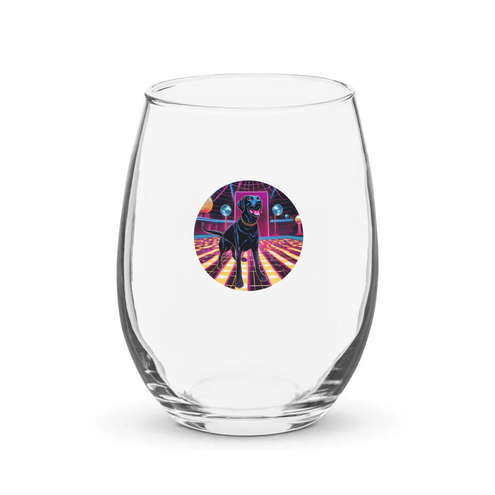 PugMug Custom Black Labrador Retriever Stemless Wine Glass