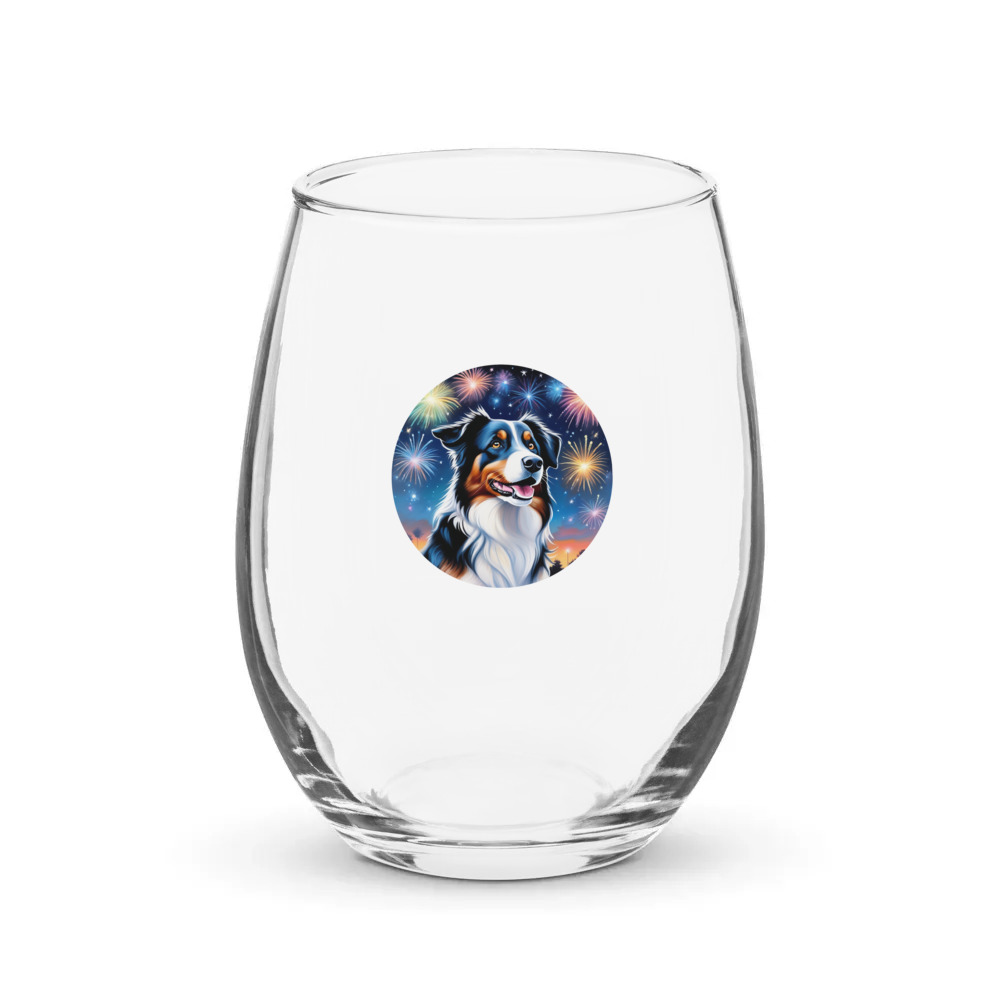 PugMug Custom Australian Shepherd Dog Stemless Wine Glass