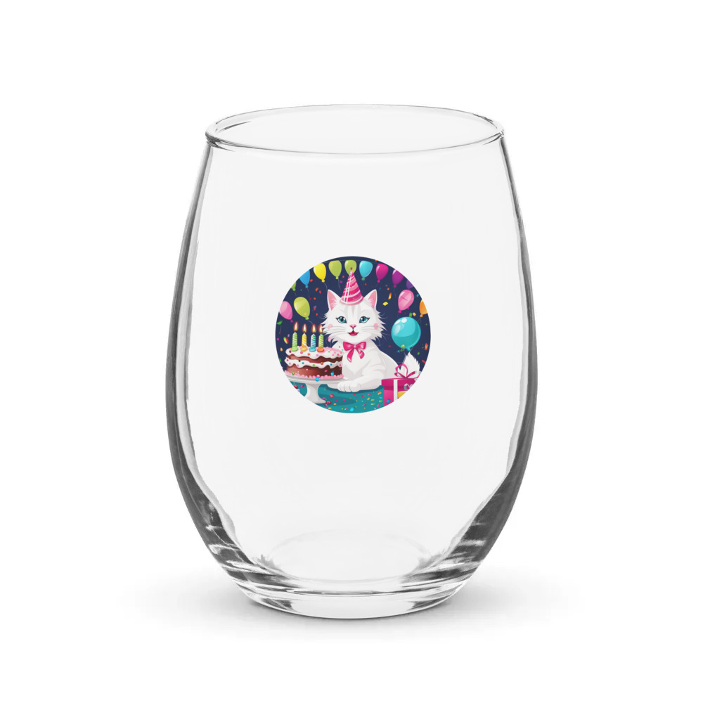 PugMug Custom White Companion Cat Stemless Wine Glass