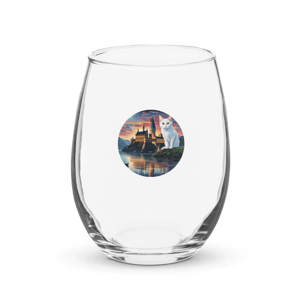 PugMug Custom White Companion Cat Stemless Wine Glass