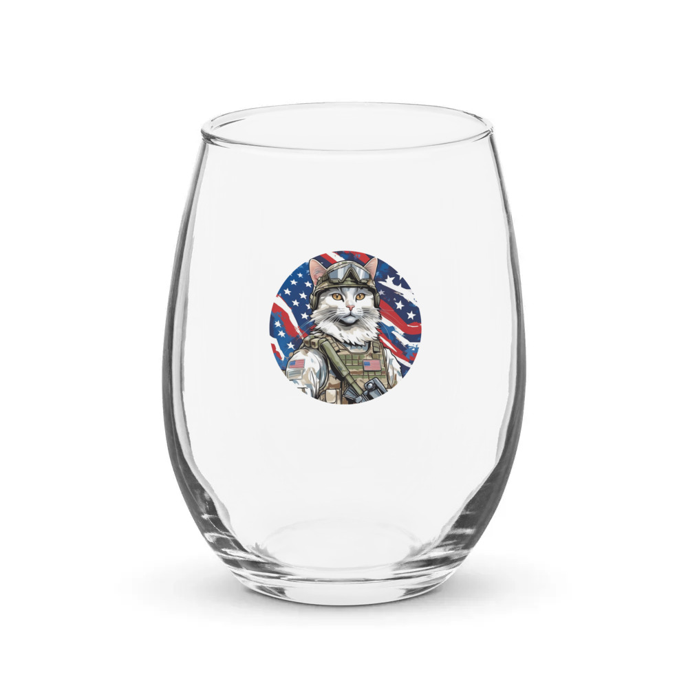 PugMug Custom White Companion Cat Stemless Wine Glass