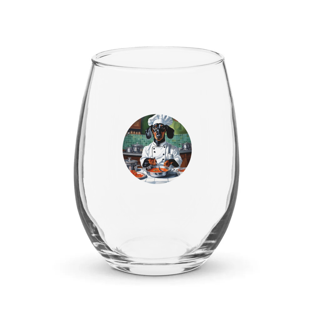 PugMug Custom Black Dachshund Stemless Wine Glass