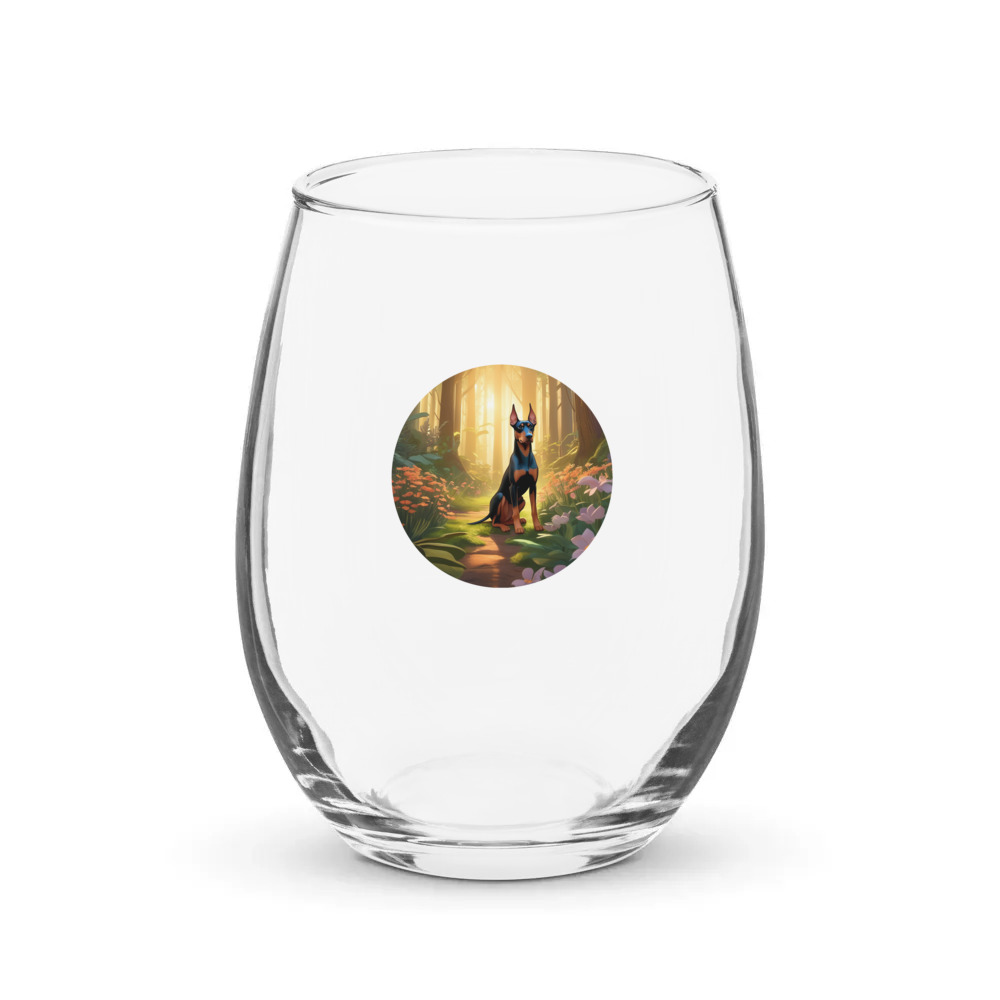 PugMug Custom Doberman Pinscher Stemless Wine Glass
