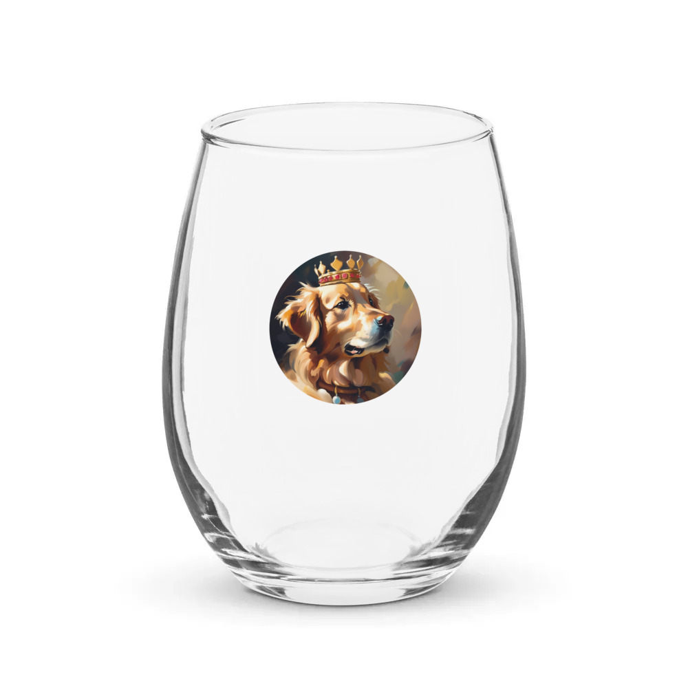 PugMug Custom Golden Retriever Stemless Wine Glass