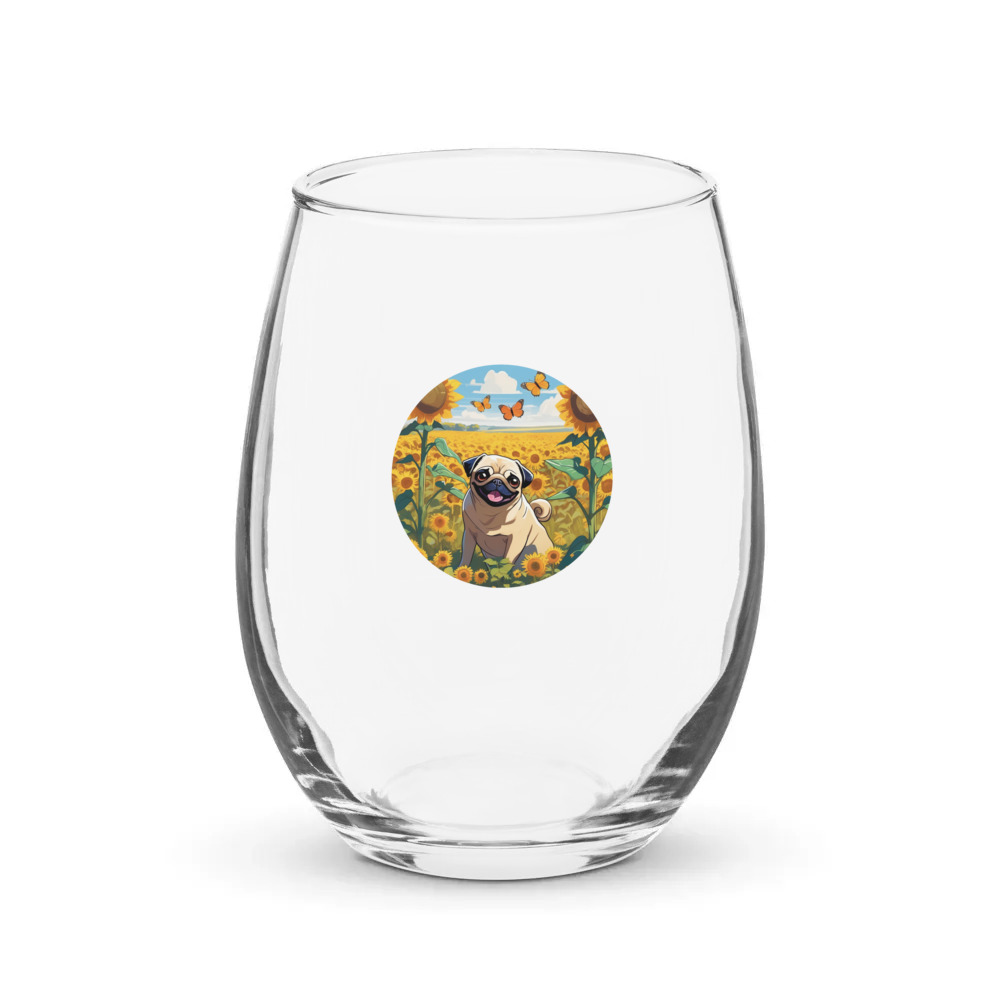 PugMug Custom Pug Stemless Wine Glass