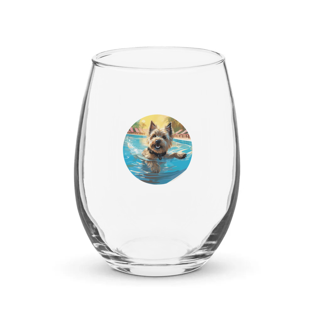 PugMug Custom Cairn Terrier Stemless Wine Glass