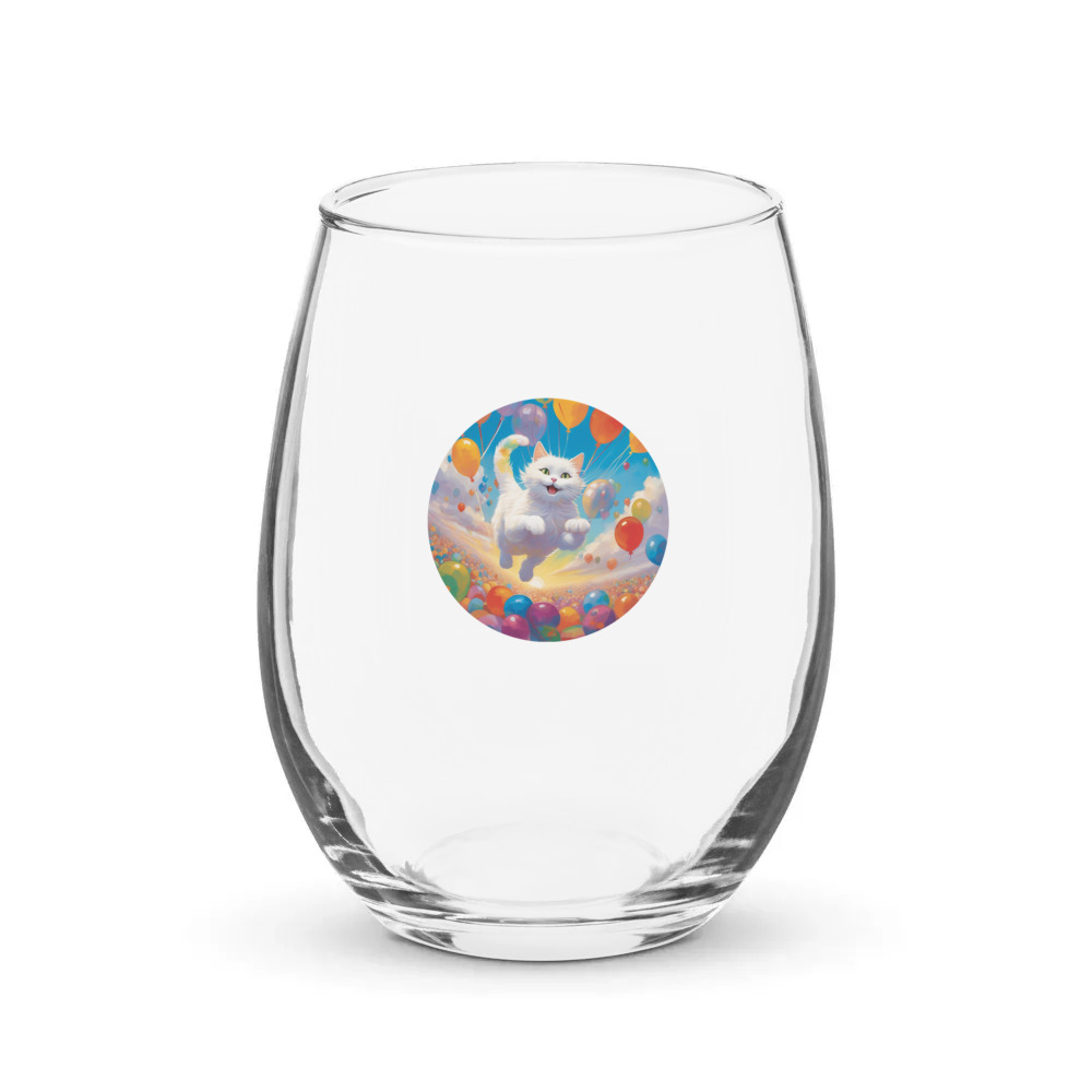PugMug Custom White Companion Cat Stemless Wine Glass