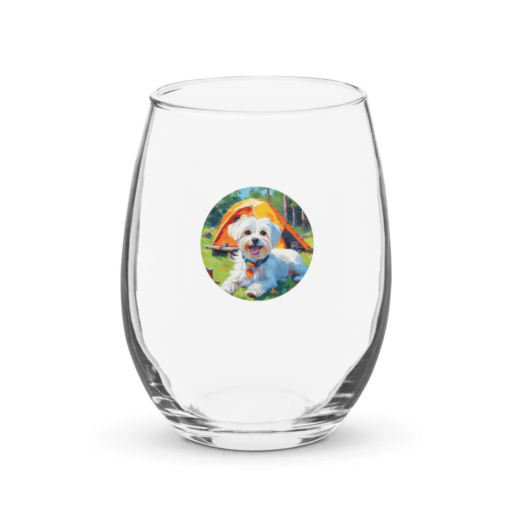 PugMug Custom Maltese Dog Stemless Wine Glass