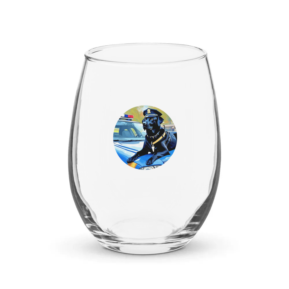 PugMug Custom Black Labrador Retriever Stemless Wine Glass
