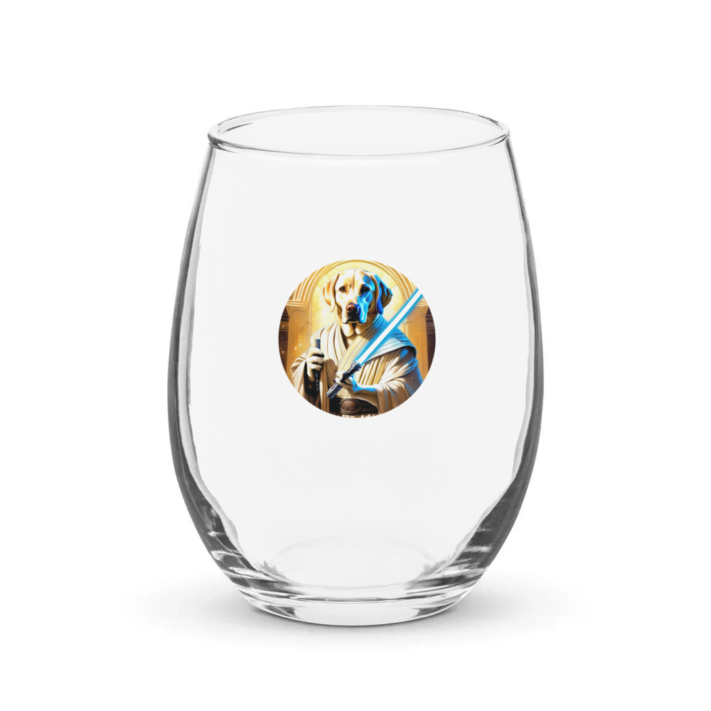 PugMug Custom White Labrador Retriever Stemless Wine Glass