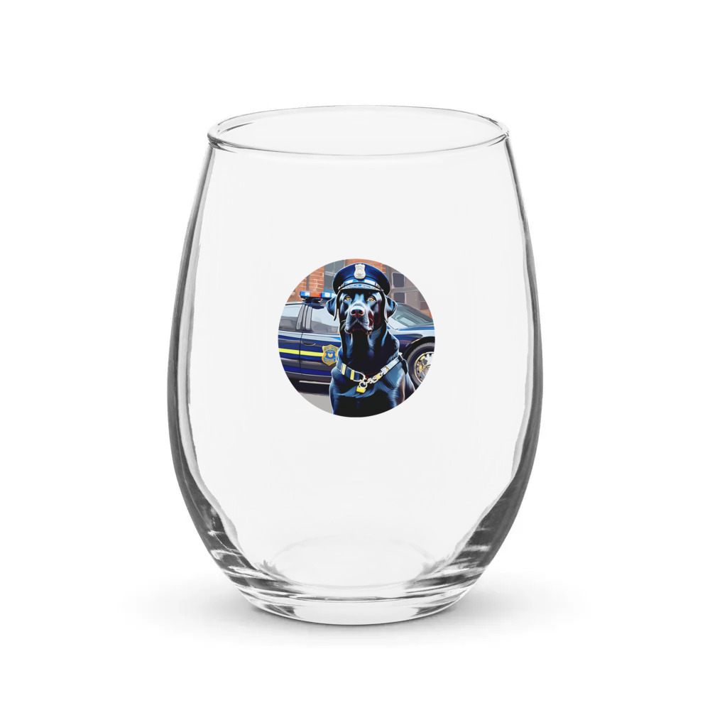 PugMug Custom Black Labrador Retriever Stemless Wine Glass