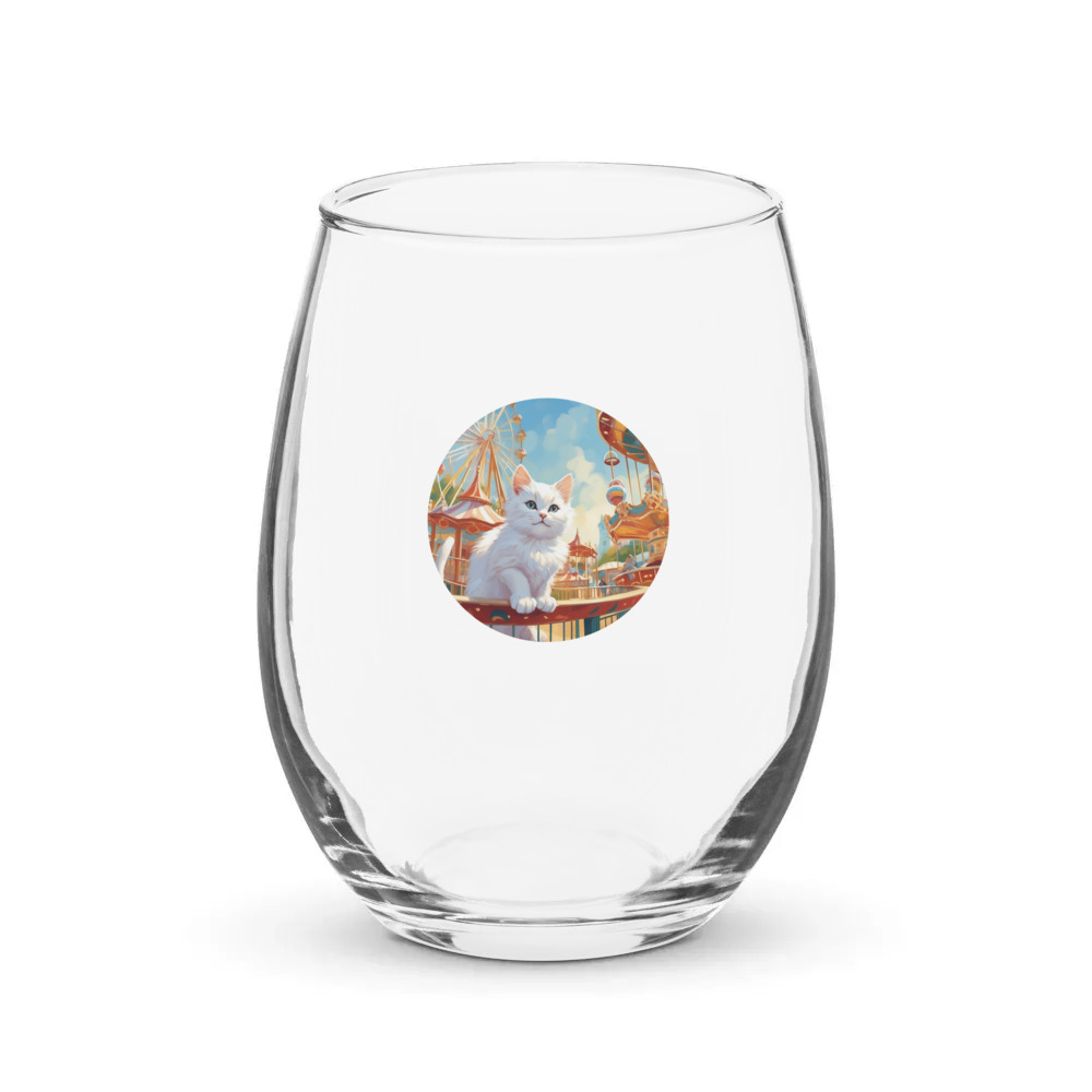 PugMug Custom White Companion Cat Stemless Wine Glass