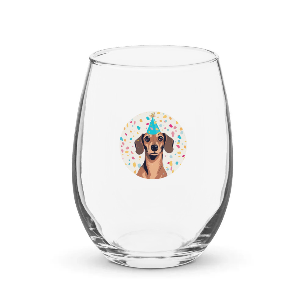 PugMug Custom Tan Dachshund Stemless Wine Glass
