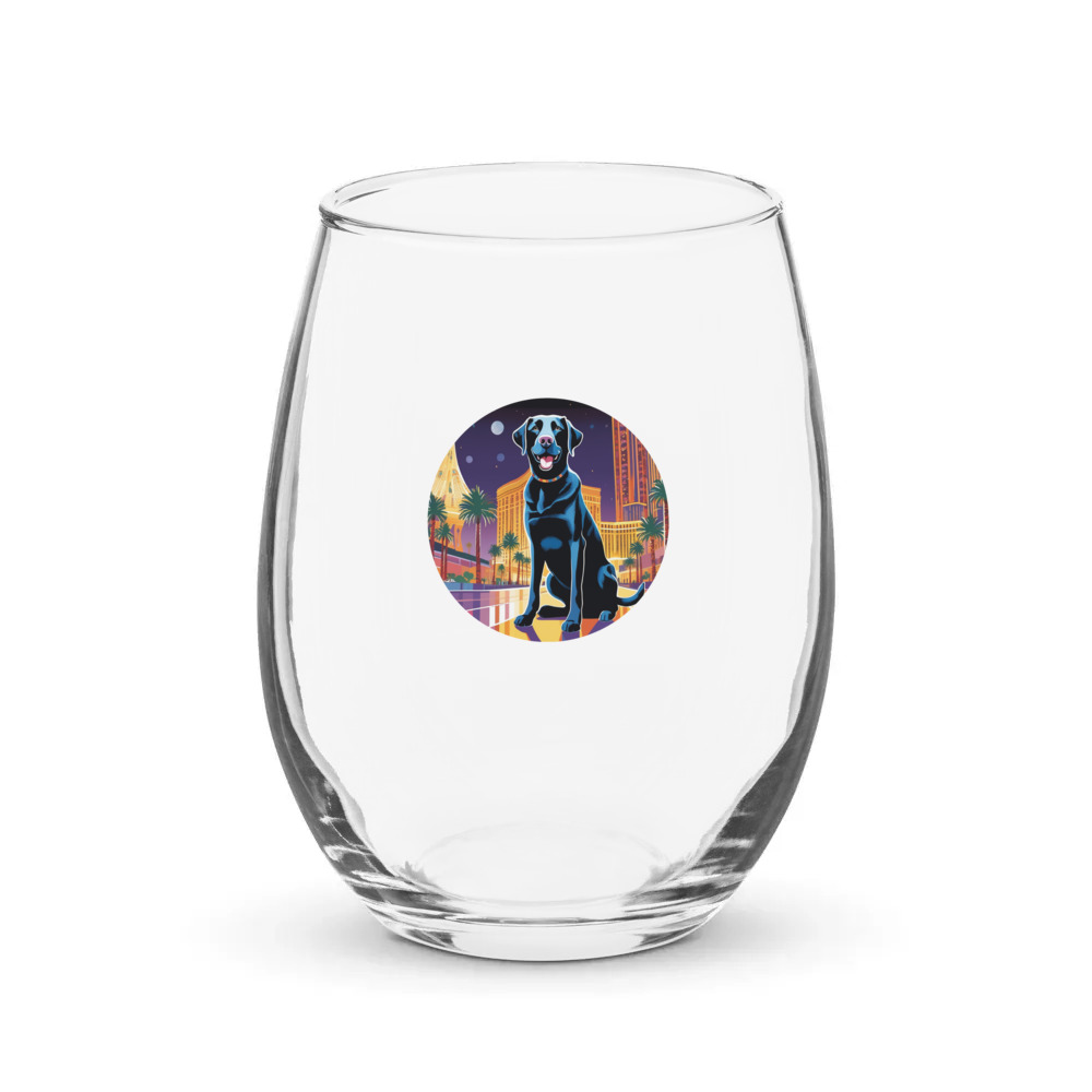 PugMug Custom Black Labrador Retriever Stemless Wine Glass