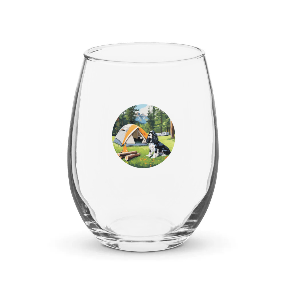 PugMug Custom English Cocker Spaniel Stemless Wine Glass