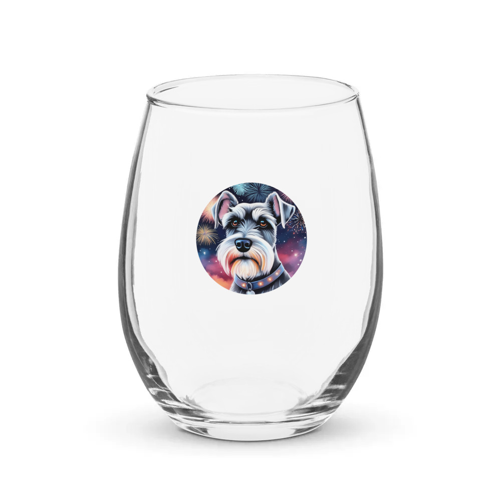 PugMug Custom Miniature Schnauzer Stemless Wine Glass