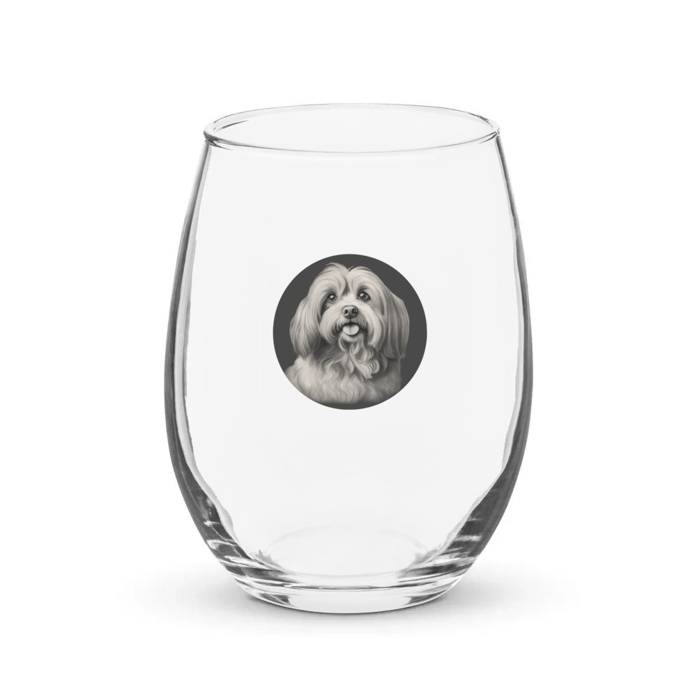 PugMug Custom Tan Havanese Dog Stemless Wine Glass