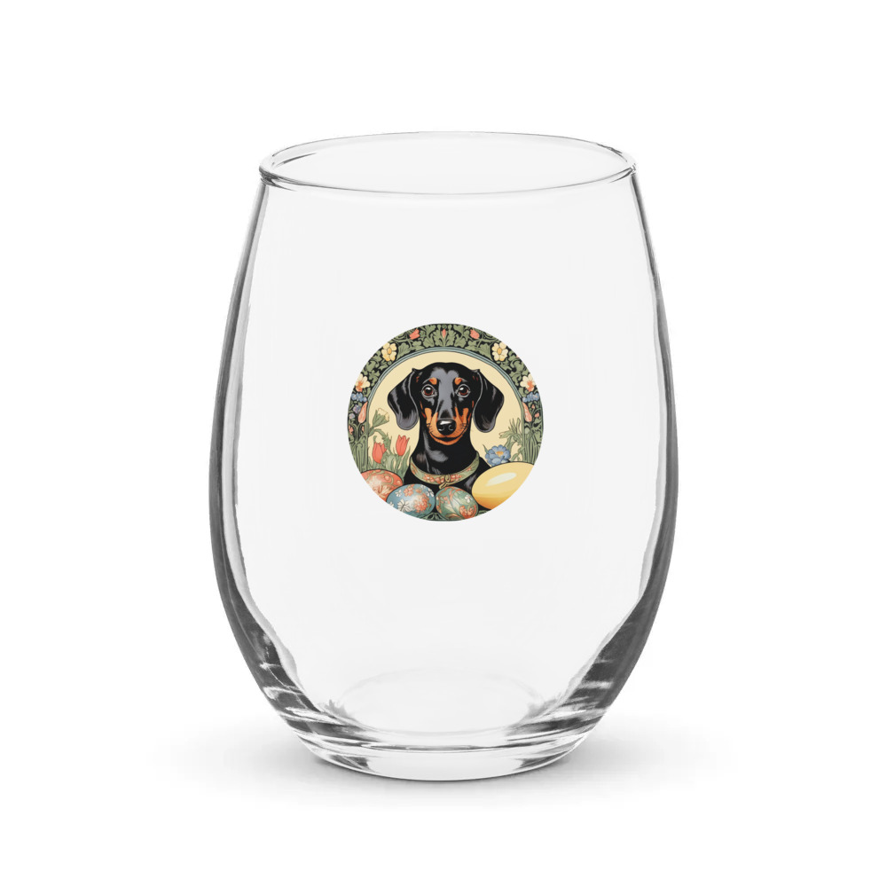 PugMug Custom Black Dachshund Stemless Wine Glass