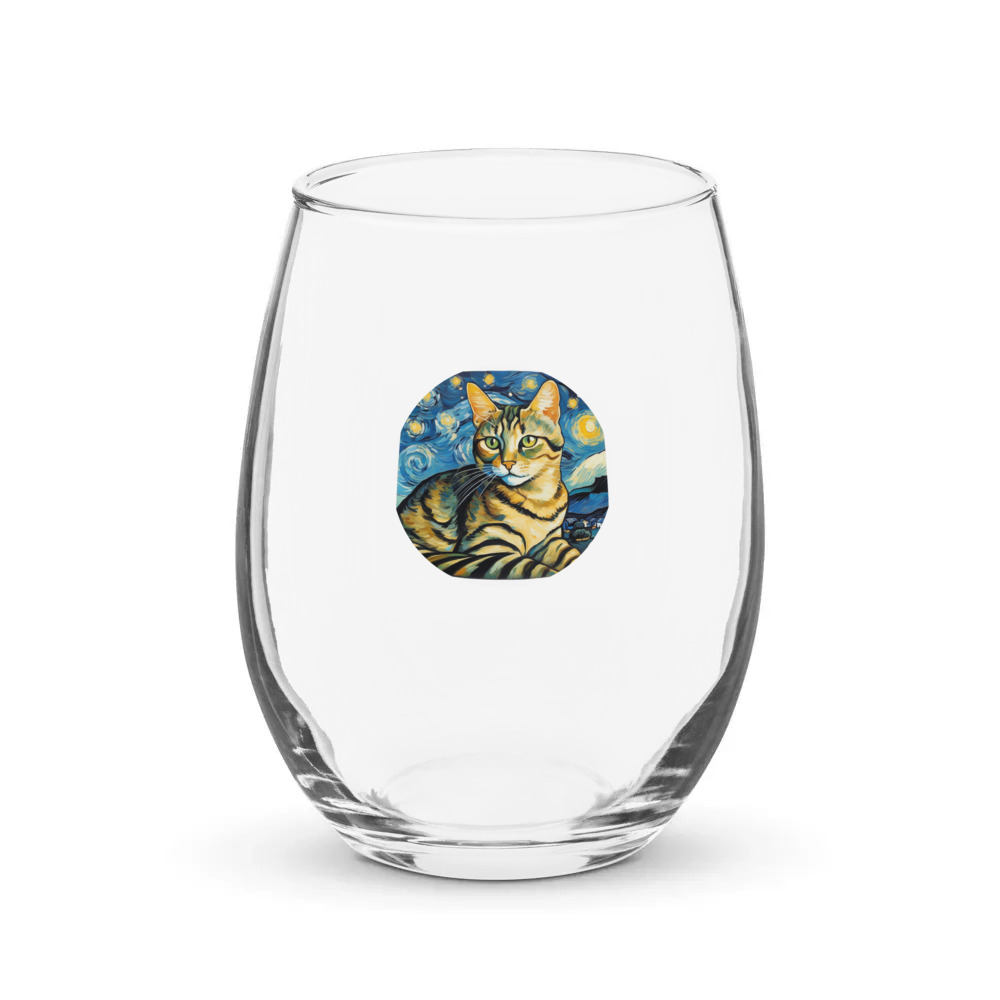 PugMug Custom Tabby Companion Cat Stemless Wine Glass