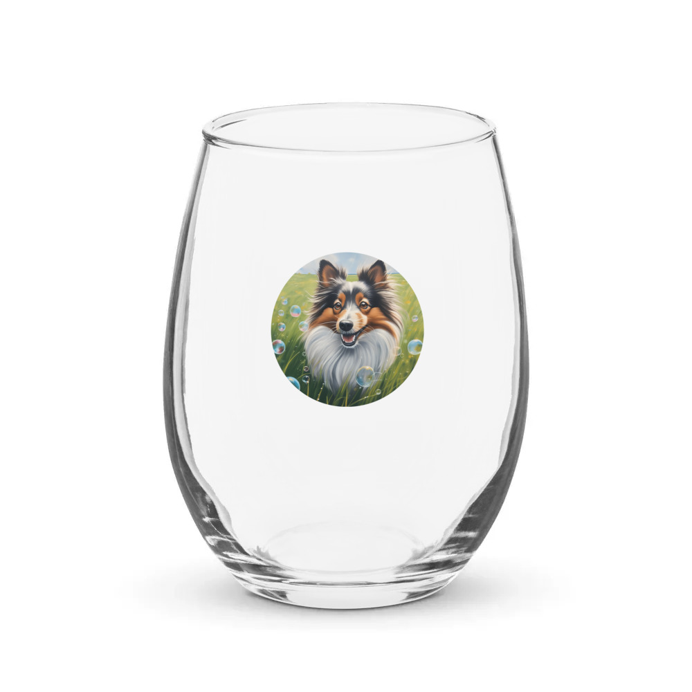 PugMug Custom Shetland Sheepdog Stemless Wine Glass